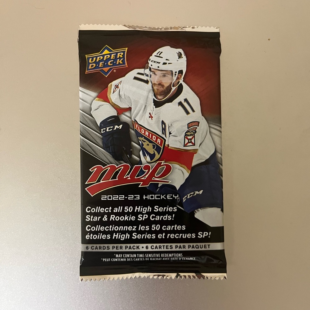 Upper Deck MVP 2022-23 Hockey Trading Cards Pack - Red and Blue